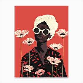 Black Woman With Flowers 5 Canvas Print