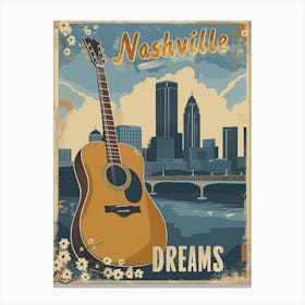 Nashville City Vintage Travel Poster Canvas Print