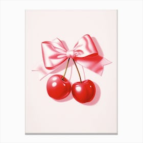 Cherries And Bow Canvas Print