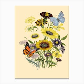 Flowers And Butterflies Canvas Print