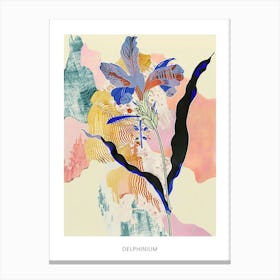 Colourful Flower Illustration Poster Delphinium 3 Canvas Print
