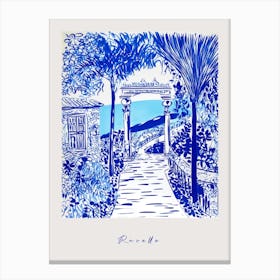 Ravello Italy Blue Drawing Poster Canvas Print