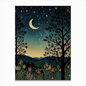 Night In The Woods Style William Morris 2 Art Print Canvas Print