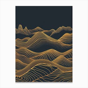 Golden Wavy Lines Canvas Print
