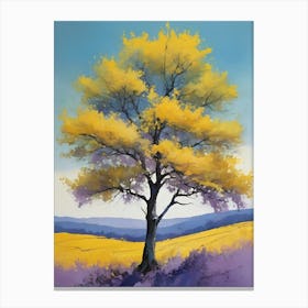 Painting Of A Tree, Yellow, Purple (18) Canvas Print