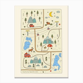 Forest Mountain Map Canvas Print