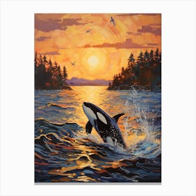 Orca Whale Impasto Painting Canvas Print