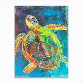 Rainbow Turtle Scribble Crayon Drawing 4 Canvas Print