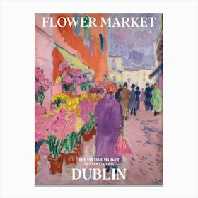 Vintage Flower Market Painting Dublin 2 Canvas Print