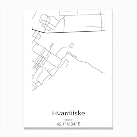 Hvardiiske,Ukraine Minimalist Map Canvas Print