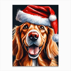 Cute Dog Wearing A Santa Hat Painting (11) Canvas Print