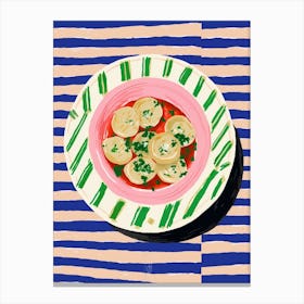 A Plate Of Spinach, Top View Food Illustration 3 Canvas Print