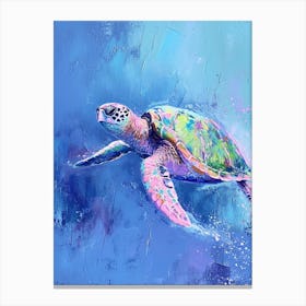 Impasto Pastel Sea Turtle Painting 2 Canvas Print