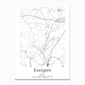 Evergem,Belgium Minimalist Map Canvas Print