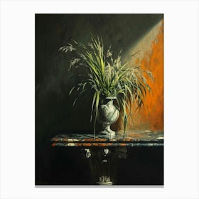 Baroque Floral Still Life Fountain Grass 2 Canvas Print