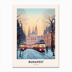 Winter Night  Travel Poster Budapest Hungary 3 Canvas Print