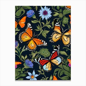 Seamless Pattern With Butterflies And Flowers 8 Canvas Print