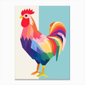 Colourful Geometric Bird Chicken 3 Canvas Print