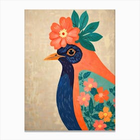 Bird With Flowers 2 Canvas Print