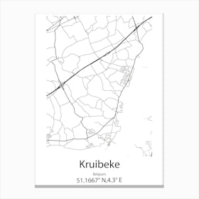 Kruibeke,Belgium Minimalist Map Canvas Print