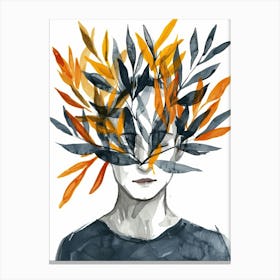 Person With Leaves On Head Canvas Print