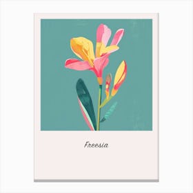 Freesia 1 Square Flower Illustration Poster Canvas Print