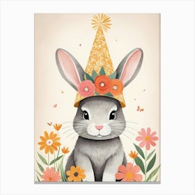 Floral Cute Baby Rabbit Bunny Nursery (21) Canvas Print