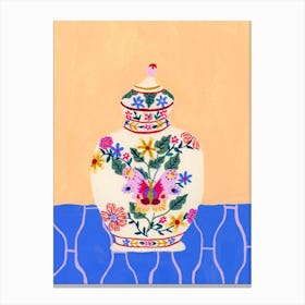Vintage Butterfly Vase Canvas Print