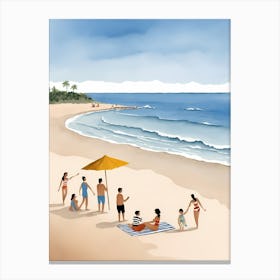 People On The Beach Painting (28) Canvas Print