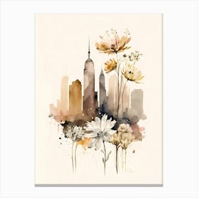 New York City Skyline watercolor Canvas Print