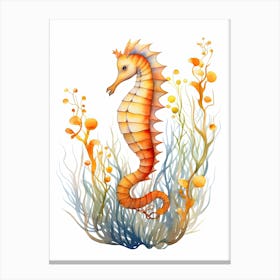 A Seahorse Watercolour In Autumn Colours 3 Canvas Print