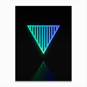 Neon Blue and Green Geometric Glyph on Black n.0422 Canvas Print