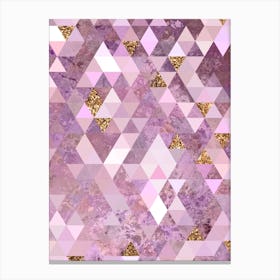 Abstract Triangle Geometric Pattern in Pink and Glitter Gold n.0003 Canvas Print