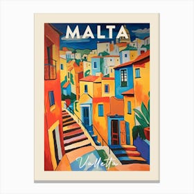 Valletta Malta 1 Fauvist Painting Travel Poster Canvas Print