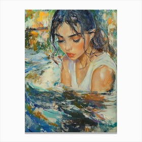 Girl In Water Canvas Print