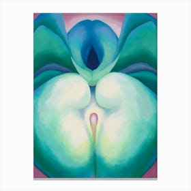 Georgia O'Keeffe - Series I White & Blue Flower Shapes Canvas Print