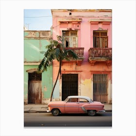Pink Vintage car in Cuba Canvas Print