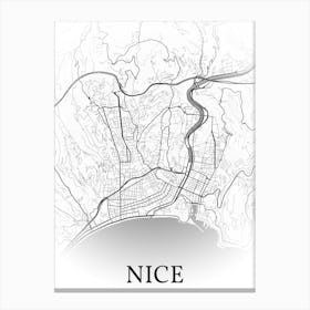 Nice, Alpes Maritimes, France, City Map, Black And White Fade Design Stampe su tela