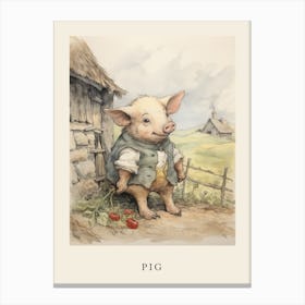 Beatrix Potter Inspired  Animal Watercolour Pig 3 Canvas Print