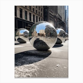 New York Downtown Giant Disco Ball 0 Canvas Print