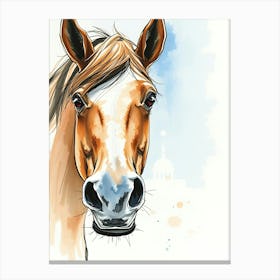 Watercolor Horse Portrait Canvas Print