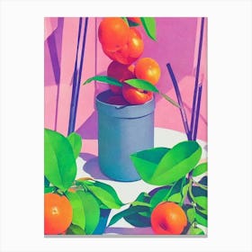 Tangerine Risograph Retro Poster Fruit Canvas Print