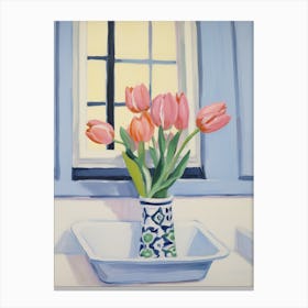 A Vase With Tulip, Flower Bouquet 2 Canvas Print