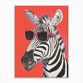 Kitsch Portrait Of A Zebra In Sunglasses 3 Canvas Print