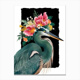 Bird With A Flower Crown Green Heron Canvas Print