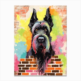 Aesthetic Giant Schnauzer Dog Puppy Brick Wall Graffiti Artwork Canvas Print