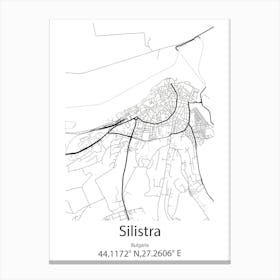 Silistra,Bulgaria Minimalist Map Canvas Print