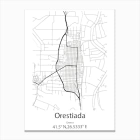 Orestiada,Greece Minimalist Map Canvas Print