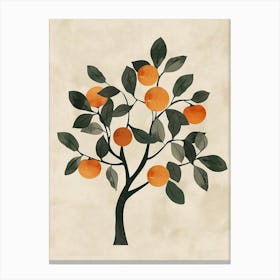 Orange Tree Minimal Japandi Illustration 3 Canvas Print
