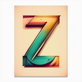 Z, Letter, Alphabet Retro Drawing 1 Canvas Print